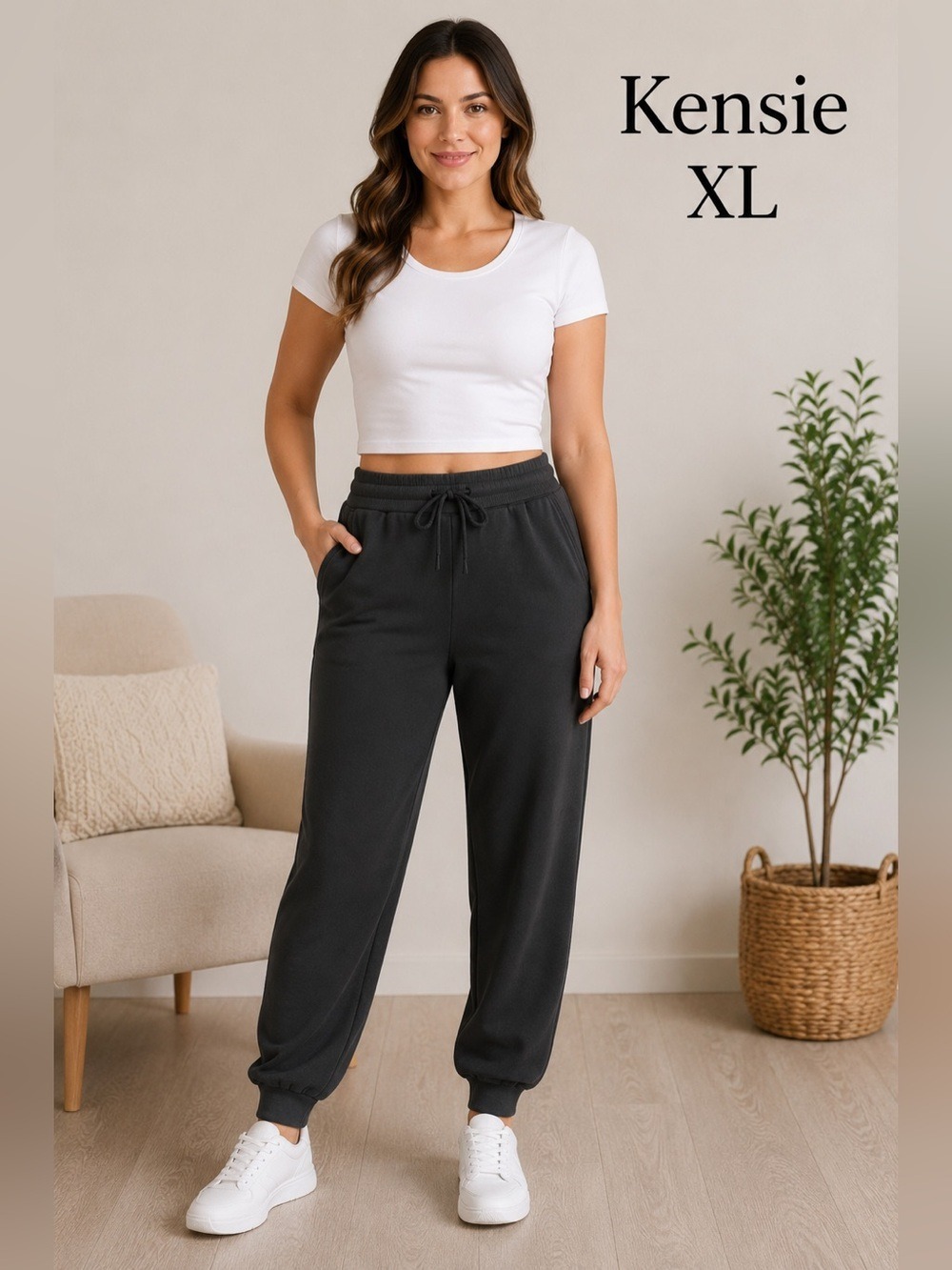 Kensie XL medium dark gray Jogger Pants NWT Drawstring Stretch Athleisure Lounge